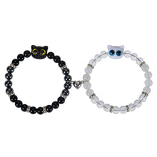 Cute Cat Magnetic Heart Matching Beaded Couple Bracelets