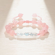Glow In The Dark Heartbeat Silver Charm Couple Beaded Bracelets