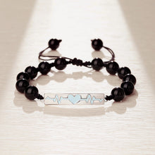 Glow In The Dark Heartbeat Silver Charm Couple Beaded Bracelets