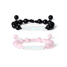 Glow In The Dark Heartbeat Silver Charm Couple Beaded Bracelets
