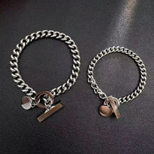 Engravable Titanium Cuban Link Toggle Clasp Couple Bracelets