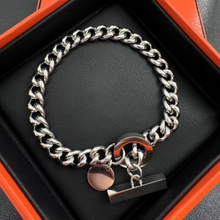 Engravable Titanium Cuban Link Toggle Clasp Couple Bracelets