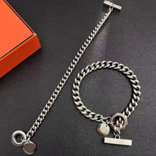 Engravable Titanium Cuban Link Toggle Clasp Couple Bracelets