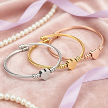 Personalized Engravable Cable Wire Heart Couple Bangle Bracelets