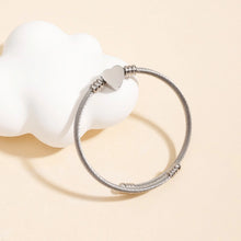 Personalized Engravable Cable Wire Heart Couple Bangle Bracelets