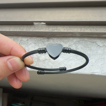 Personalized Engravable Cable Wire Heart Couple Bangle Bracelets