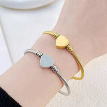 Personalized Engravable Cable Wire Heart Couple Bangle Bracelets