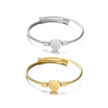 Personalized Engravable Cable Wire Heart Couple Bangle Bracelets