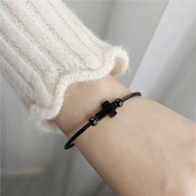 Engravable Religious Cross Cable Wire Couple Bangle Bracelets