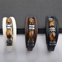 Tiger Eye Stone Multi-Layer Braided Leather Couple Bracelets