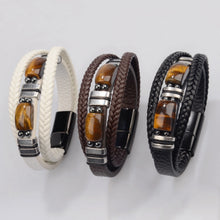 Tiger Eye Stone Multi-Layer Braided Leather Couple Bracelets