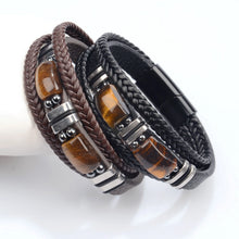 Tiger Eye Stone Multi-Layer Braided Leather Couple Bracelets