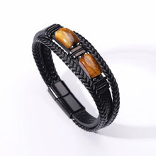 Tiger Eye Stone Multi-Layer Braided Leather Couple Bracelets