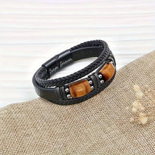 Tiger Eye Stone Multi-Layer Braided Leather Couple Bracelets