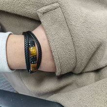 Tiger Eye Stone Multi-Layer Braided Leather Couple Bracelets