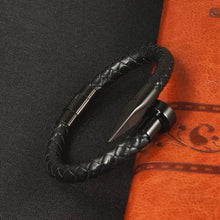 Unique Braided Leather Nail Cuff Bracelets For Couples