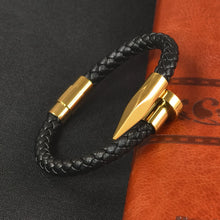Unique Braided Leather Nail Cuff Bracelets For Couples