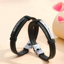 Custom Engraved His And Hers Leather Couple Bracelets
