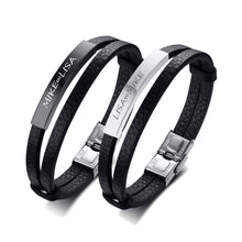 Custom Engraved His And Hers Leather Couple Bracelets