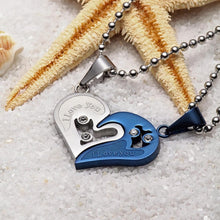 Engravable I Love You Matching Heart Couple Necklaces In Titanium - CoupleSets