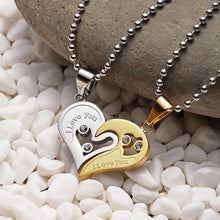 Engravable I Love You Matching Heart Couple Necklaces In Titanium - CoupleSets