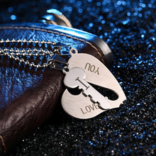 I Love You Lock And Key Matching Heart Couple Necklaces In Titanium - CoupleSets