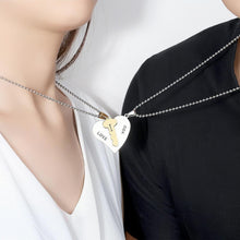 I Love You Lock And Key Matching Heart Couple Necklaces In Titanium - CoupleSets
