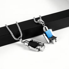Engravable Cute Robot Couple Necklaces In Titanium - CoupleSets