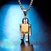 Engravable Cute Robot Couple Necklaces In Titanium - CoupleSets