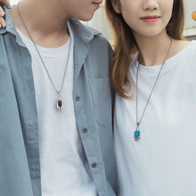 Engravable Cute Robot Couple Necklaces In Titanium - CoupleSets