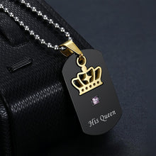 Engravable Her King His Queen Necklace For Couples In Titanium - CoupleSets