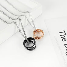 I Will Always Be With You Matching Interlocking Rings Couple Necklaces In Titanium - CoupleSets