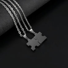 Engravable Matching Heart Puzzle Piece Necklace For Couples In Titanium - CoupleSets