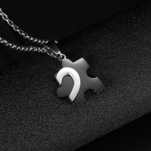 Engravable Matching Heart Puzzle Piece Necklace For Couples In Titanium - CoupleSets