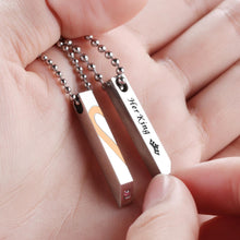 Her King His Queen Matching Heart Bar Necklaces For Couples In Titanium - CoupleSets
