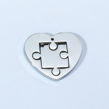 Engravable Matching Heart Puzzle Piece Couple Necklaces In Titanium - CoupleSets
