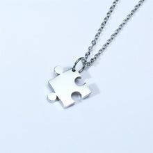 Engravable Matching Heart Puzzle Piece Couple Necklaces In Titanium - CoupleSets