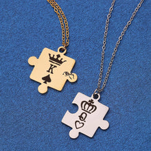 Unique King And Queen Matching Puzzle Couple Necklaces In Titanium - CoupleSets