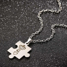 Unique King And Queen Matching Puzzle Couple Necklaces In Titanium - CoupleSets