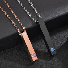 Engravable Black And Rose Matching Bar Couple Necklaces In Titanium - CoupleSets