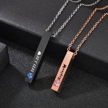 Engravable Black And Rose Matching Bar Couple Necklaces In Titanium - CoupleSets