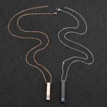 Engravable Black And Rose Matching Bar Couple Necklaces In Titanium - CoupleSets