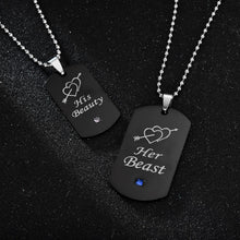 Engravable Her Beast His Beauty Matching Couple Necklaces In Titanium - CoupleSets