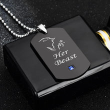 Engravable Her Beast His Beauty Matching Couple Necklaces In Titanium - CoupleSets