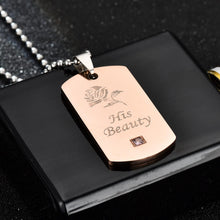 Engravable Her Beast His Beauty Matching Couple Necklaces In Titanium - CoupleSets