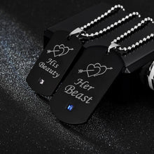 Engravable Her Beast His Beauty Matching Couple Necklaces In Titanium - CoupleSets