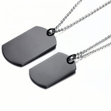 Engravable Black Her King His Queen Matching Couple Necklaces In Titanium - CoupleSets