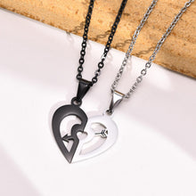 Unique Cute Matching Heart Necklaces For Couples In Titanium - CoupleSets