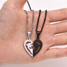 Unique Cute Matching Heart Necklaces For Couples In Titanium - CoupleSets