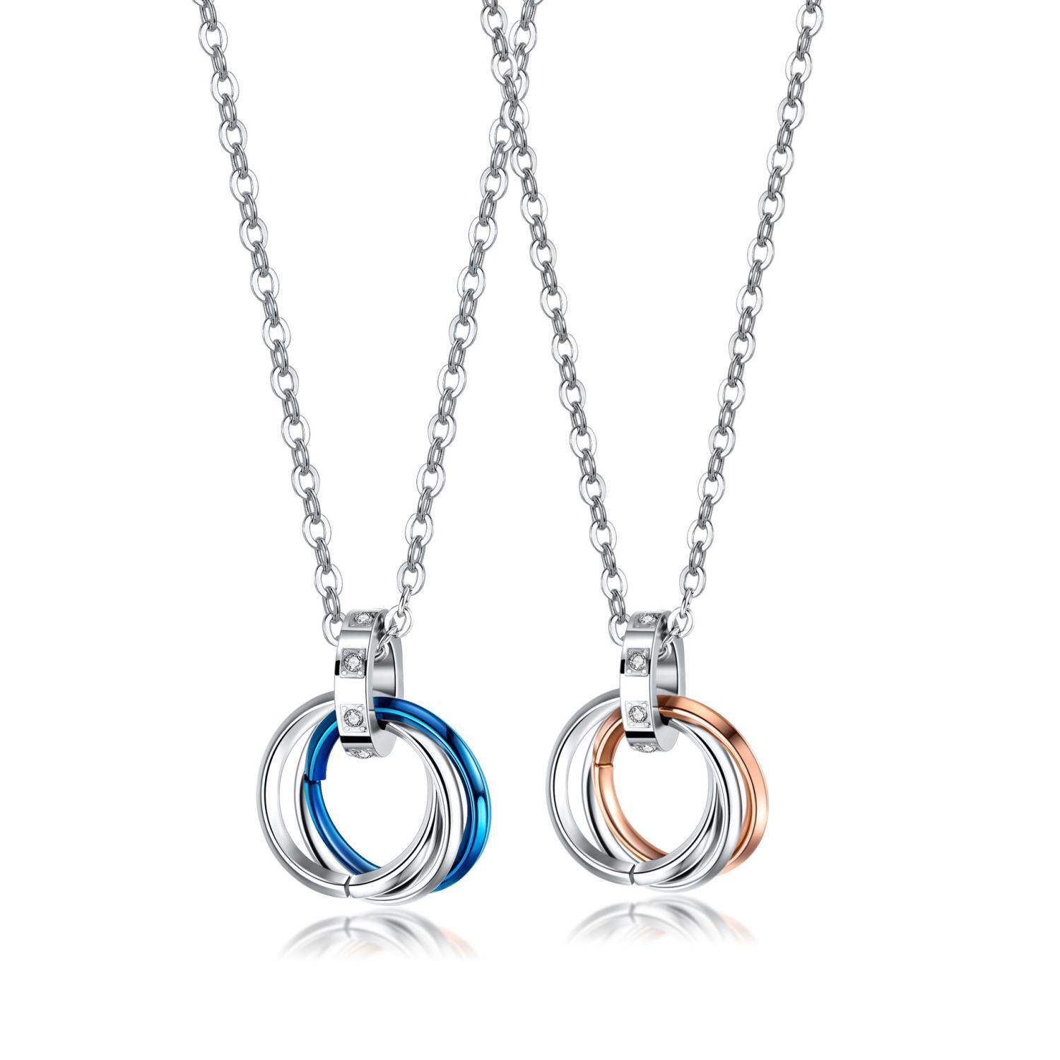 Unique Interlocking Ring Necklaces For Couples In Titanium - CoupleSets